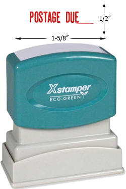 Need a "Postage" message stamper? Buy this pre-inked Xstamper model 1080, a red one-color stamp that makes it clear when postage is due.