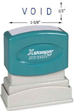 Need a "Void" message stamper? Buy this pre-inked Xstamper model 1117, a blue one-color stamp that makes sorting office paperwork easy.