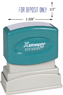 Looking for a "For Deposit Only" message stamper? Buy this pre-inked Xstamper model, a blue one-color stamp that makes sorting office paperwork easy.