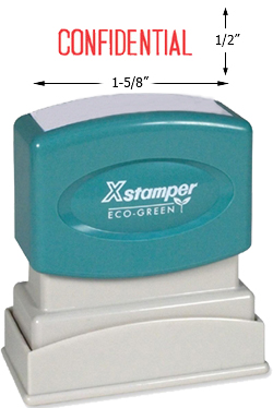 Looking for a "Confidential" message stamper? Buy this pre-inked Xstamper model 1130, a red one-color stamp that makes sorting office paperwork easy.