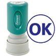 Need an "OK" message stamper? Buy this pre-inked Xstamper model 11357, a blue one-color stamp that's built for convenient office use.