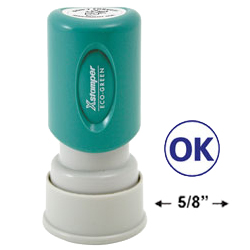 Need an "OK" message stamper? Buy this pre-inked Xstamper model 11357, a blue one-color stamp that's built for convenient office use.