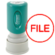 Looking for a "file" message stamper for the office? This Xstamper comes in a red circular design and makes it easy to sort office documents.