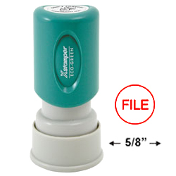Looking for a "file" message stamper for the office? This Xstamper comes in a red circular design and makes it easy to sort office documents.