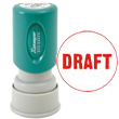 Looking for a "Draft" message stamper for the office? This red round Xstamper 11408 is designed for flexible office use.