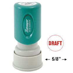 Looking for a "Draft" message stamper for the office? This red round Xstamper 11408 is designed for flexible office use.