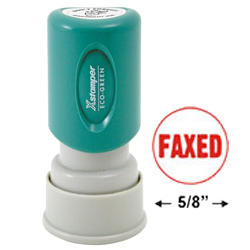 Looking for a "Faxed" message stamper for the office? This red round Xstamper 11409 is a smaller size for office document convenience.