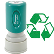 Looking for a "Recycled" message stamper for the office? This green round Xstamper 11417 is a smaller size for office document convenience.