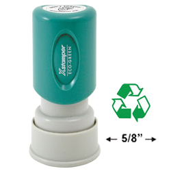 Looking for a "Recycled" message stamper for the office? This green round Xstamper 11417 is a smaller size for office document convenience.