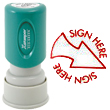 Need a "Sign Here" message stamper? Buy this pre-inked Xstamper model 11425, a red arrowed message stamp perfect for the office.