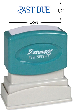 Need a "Past Due" message stamper? Buy this pre-inked Xstamper model 1157, a blue cursive message stamp perfect for the office.