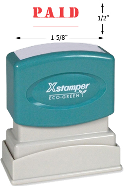 Looking for a "Paid" message stamper for the office? This bold red Xstamper 1221 makes identifying and sorting your documents easy.