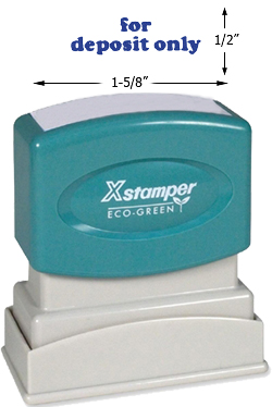 Looking for a "For Deposit Only" message stamper for the office? This simple blue Xstamper makes identifying and sorting your documents easy.