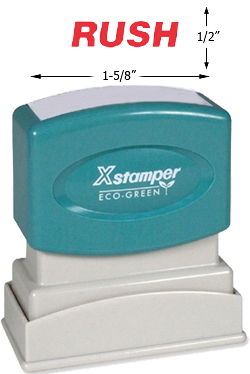 Looking for a "Rush" message stamper for the office? This bold red Xstamper makes identifying and sorting your documents easy.