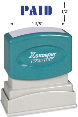 Looking for a "Paid" message stamper for the office? This bold blue Xstamper makes identifying and sorting your documents easy.