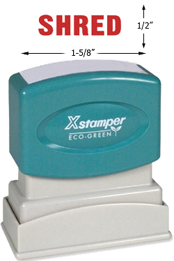 Looking for a "Shred" message stamper for the office? Shop this red pre-inked Xstamper to make identifying documents for shredding easy.