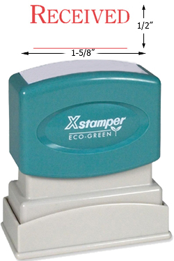 Looking for a "Received" message stamper for the office? Shop this red pre-inked Xstamper 1438 to add organization to your office filing system.