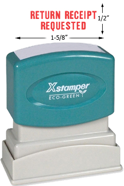 Looking for a "Return Receipt Requested" message stamper for the office? Shop this red bold pre-inked Xstamper for a stamp that makes identifying important mail easy.
