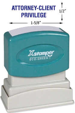 Looking for a message stamper for "Attorney-Client Privilege"? This pre-inked Xstamper message helps make it clear your documents are confidential!