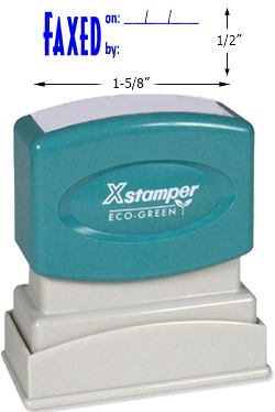 Need a "Faxed On" message stamper? This Xstamper pre-inked blue message makes it easy to organize and file office documents.