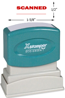Need a "Scanned" message stamper? This Xstamper pre-inked message makes it easy to organize and file your office documents.