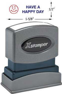 Looking for a message stamper with "have a happy day"? This Xstamper pre-inked message adds personality to your office documents or papers.