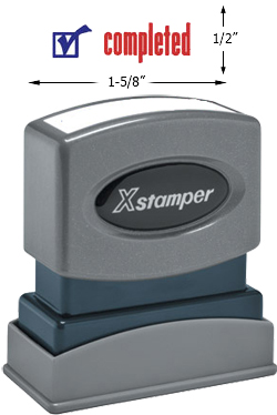 Need a "Completed" message stamper? This Xstamper pre-inked message makes it easy to identify and organize your office documents.