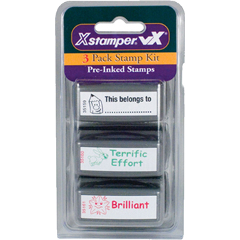Shop this 3-pack stamp kit made just for teachers! Includes "This Belongs To..." "Terrific Effort" and "Brilliant!" pre-inked stamps to make your life easier!