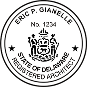 Looking for Registered Architect Professional Seal Stamps for Delaware? Shop for official Delaware architect stamps here.