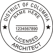 Looking for licensed architect professional seal stamps for the District of Columbia? Shop for your custom architect professional stamp here at the EZ Custom Stamps store.