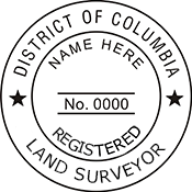 Looking for land surveyor stamps? Shop our District of Columbia registered land surveyor stamp at the EZ Custom Stamps Store. Available in several mount options.
