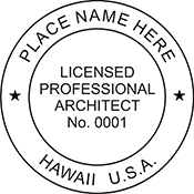 Need an official Licensed Architect stamp for the state of Hawaii? Find the customized Hawaii architect stamps you need here.