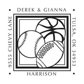 Looking for monogram stamps? Check out our fully customizable decorative square sports balls monogram stamps at the EZ Custom Stamps Store.