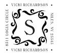 Looking for a decorative initial monogram stamp? Shop this square stamp with a swirl design that comes with customizable initials, border text, and a color of your choice.