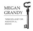Looking for a custom monogram stamp? Shop this square stamp with a vertical key design and two customizable areas of text.