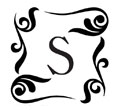 Looking for a custom monogram stamp? This square stamp features a swirly border design with room for an initial in a color of your choice.