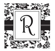 Looking for a custom monogram stamp? This square stamp features a custom floral pattern design with room for an initial in a color of your choice.