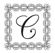 Looking for a custom monogram stamp? This square stamp features an embellished border design with room for an initial in a color of your choice.