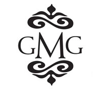 Looking for a custom monogram stamp? This square stamp features a bold swirl design with room for three initials in a color of choice.