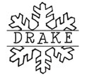 Shopping for a custom monogram stamp? This round stamp features a snowflake design with room for your name in a color of your choice.